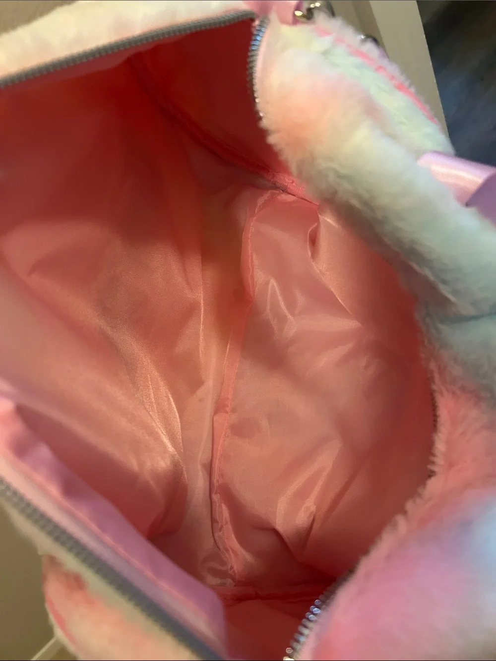 Claires Pastel Pink & Blue Fuzzy Stitch Travel Tote